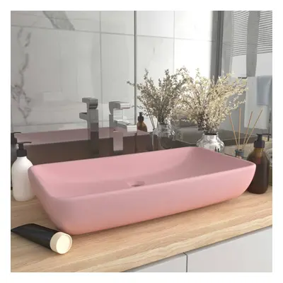 vidaXL Luxury Basin Rectangular Matt Pink 71x38 cm Ceramic