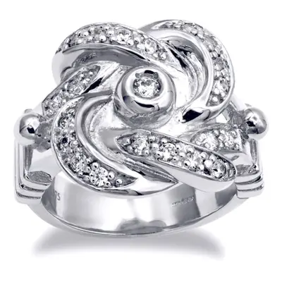 (V) Jewelco London Silver CZ Set Knot Ring - ARN163