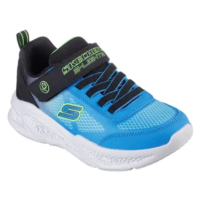 (2 UK, Black/Blue) Skechers Boys Meteor Lights Krendox Trainers