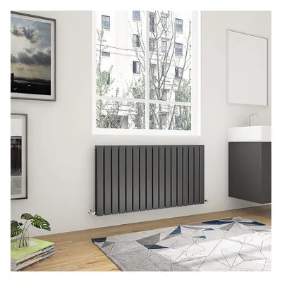 Nes Home X 600mm Double Flat Panel Matte Black Designer Radiator