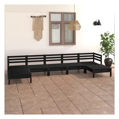 vidaXL Garden Lounge Set Outdoor Lounge Set Piece Black Solid Wood Pine