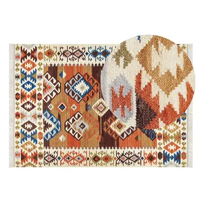 Wool Kilim Area Rug x cm Multicolour VOSKETAP