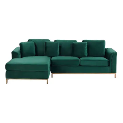 Right-Hand Corner Sofa OSLO Velvet Dark Green Right Hand