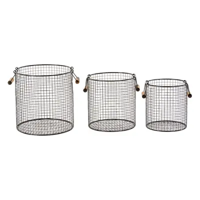 Premier Housewares Black Wire Storage Baskets Set of