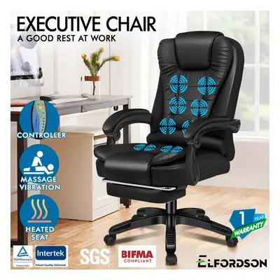 (Elias-Black) ELFORDSON Massage Office Chair Executive Gaming Chairs Heated Computer Seat