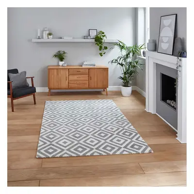 (160 x cm) Modern Geometric Diamond Rug Grey Small Extra Large Area Rugs Non Shed Durable