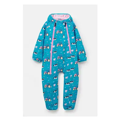 (5-6 Yrs, Teal Farm Print) Jamie Puddle Kids Printed Waterproof Rain Suit