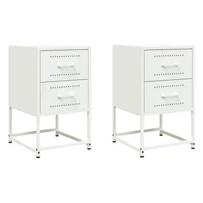 vidaXL Bedside Cabinets Nightstand Bed Table Bed Cabinet pcs White Steel