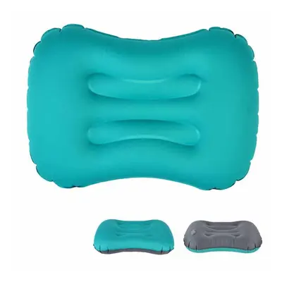 (Peacock Blue) Outdoor Travel Air Inflatable Pillow Sleep Headrest Neck Massage Folding Cushion