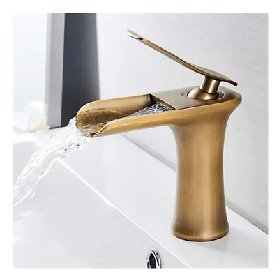 (Antique) Bathroom Basin Waterfall Faucet Hot Cold Mixer Tap Single Hole Handle Sink Modern Vani