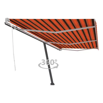 vidaXL Freestanding Manual Retractable Awning 600x300 cm Orange/Brown Outdoor