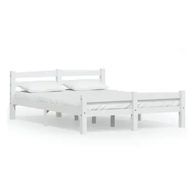 vidaXL Solid Wood Pine Bed Frame White 120x200 cm Wooden Bedstead Bed Base