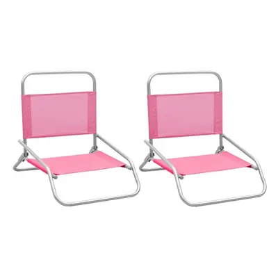 Folding Beach Chairs pcs Pink Fabric