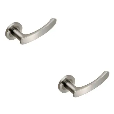 2x PAIR Curved Handle with Rounded Ends Concealed Fix Round Rose Satin Steel