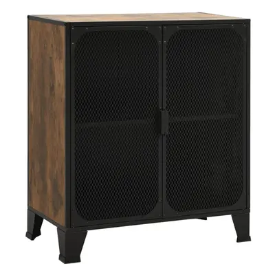 vidaXL Storage Cabinet Rustic Brown Metal and MDF Sideboard Cupboard Bookcase