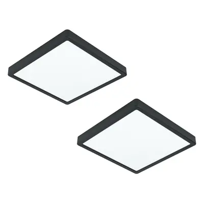 2 PACK Wall / Ceiling Light Black 285mm Square Surface Mounted 20W LED 4000K