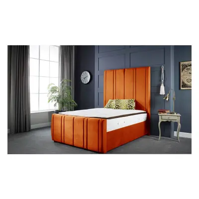 (5FT KING) Lucinda Luxury Orange Velvet Upholstered Bed Frame