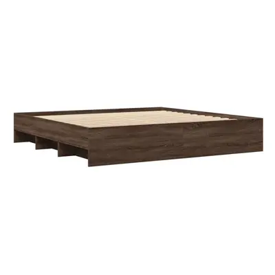 vidaXL Bed Frame Home Bed Base Brown Oak 180x200 cm King Size Engineered Wood