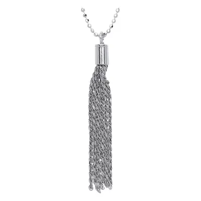 Jewelco London Ladies Rhodium Plated Sterling Silver Waterfall Tassle Drop Necklace inch - GVK18