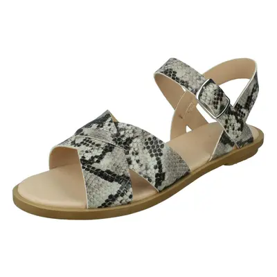 (Grey, UK 4) Girls Clarks Sandals With Flower Details Zora Finch - G Fit