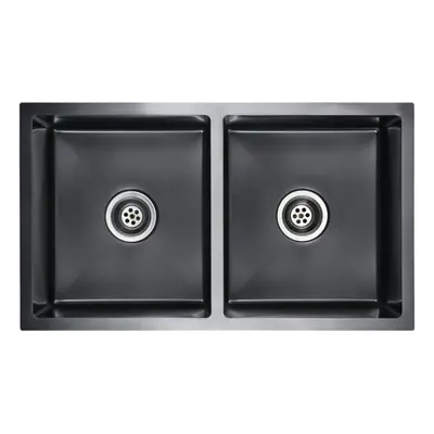 vidaXL Handmade Kitchen Sink Black Stainless Steel Under-mount Kitchen Basin