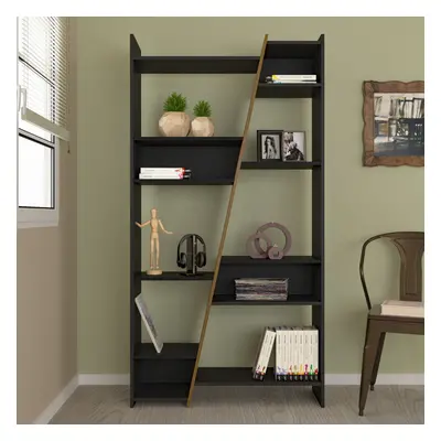 Naples Tall Shelf Space Bookcase Shelving Display Unit - Black & Pine Effect