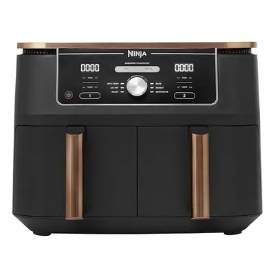 Ninja Foodi Dual Zone Air Fryer MAX + Tongs, 9.5 L, W, Roast, Bake, Nonstick, Dishwasher Safe Ba