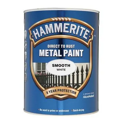 Hammerite SFW5L Direct to Rust Smooth Finish Metal Paint White Litre