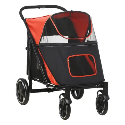 PawHut Foldable Dog Carriage w/ Universal Wheels, Shock Absorber - Grey