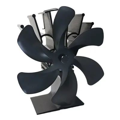 (Black) Blades Fireplace Fan Stove Fan Heated Fan Heat Powered Eco Fan