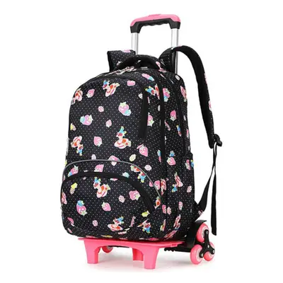 (Heart) 38L Wheels Removable Luggage Trolley Backpack Rucksack Student School Bag Outdoor Travel