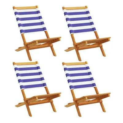 (blue and white, pcs) vidaXL Folding Garden Chairs pcs Chairs Cream White Fabric and Solid Wood