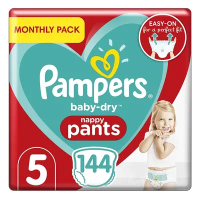 Pampers Size Baby-Dry Nappy Pants, Count, MONTHLY SAVINGS PACK, Easy-Up Pull On Nappies (12-17 k