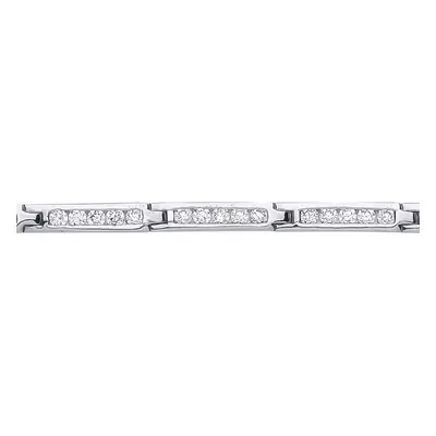 Jewelco London Ladies Sterling Silver Cubic Zirconia Bar Tennis Bracelet 4mm inch - GVB166