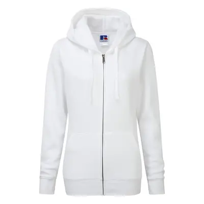 (M, White) Russell Ladies Premium Authentic Zipped Hoodie (3-Layer Fabric)