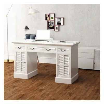 vidaXL Double Pedestal Computer Desk Table Home Office Study Furniture White