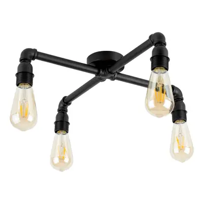 Industrial Black Way Pipework Table Ceiling Light 4w LED Amber Bulbs