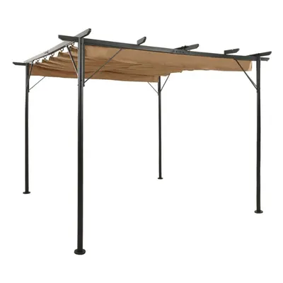 vidaXL Pergola with Retractable Roof Taupe Steel g/mÂ² Garden Patio Canopy