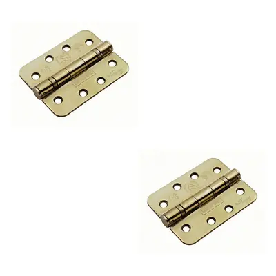 2x PAIR x x 3mm Ball Bearing Hinge Rounded Stainless Brass Interior Door