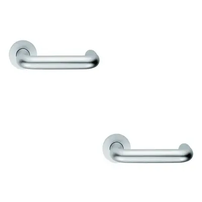 2x PAIR 22mm Round Bar Safety Lever on Round Rose DDA Compliant Satin Aluminium