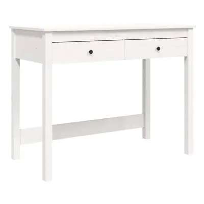 (white) vidaXL Solid Wood Pine Desk with Drawers Writing Standing Desk Multi Colours