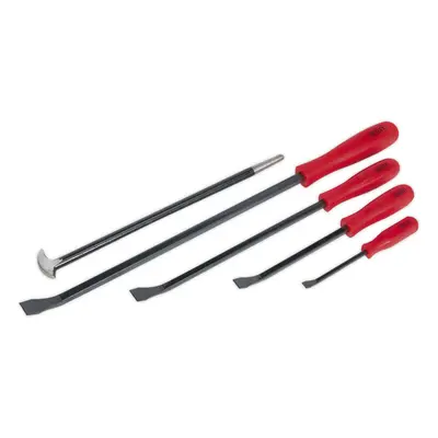 5 Piece Heavy Duty Pry & Heel Bar Set - Hardened Shafts - Easy Grip Handles