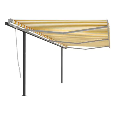 Manual Retractable Awning with Posts 6x3 m Yellow and White