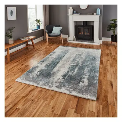 (120x170cm) Brooklyn Modern Abstract Rugs in Ivory Blue Thick Soft Mats