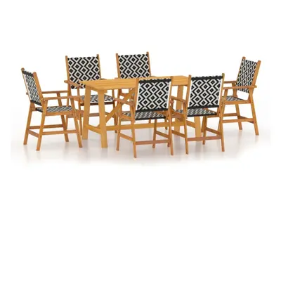 (206 cm table length/7) vidaXL Solid Wood Acacia Garden Dining Set Furniture Multi Sizes 3/5/7/9