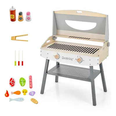 Kids Barbecue Grill Playset Wooden Kitchen Playset Cooking Gift for 3+