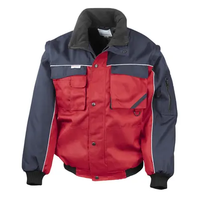 (S, Red/Navy) WORK-GUARD by Result Mens Heavy Duty Zip-off Sleeves Pilot Jacket