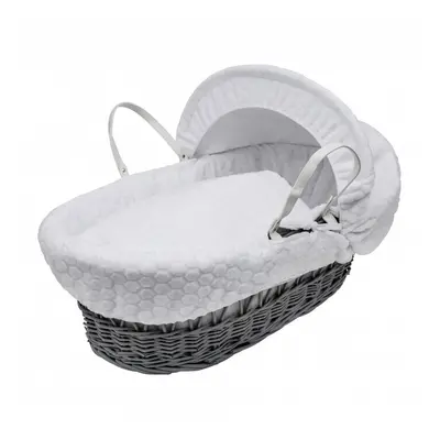 White Honeycomb Grey Wicker Moses Basket