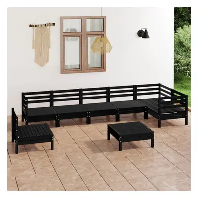 vidaXL Garden Lounge Set Outdoor Sofa Set Couch Piece Solid Pinewood Black