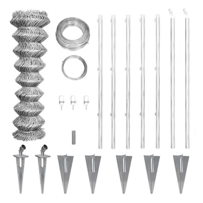 vidaXL Galvanised Chain-Link Fence with Anchor Spike for Post 15x1m Barrier